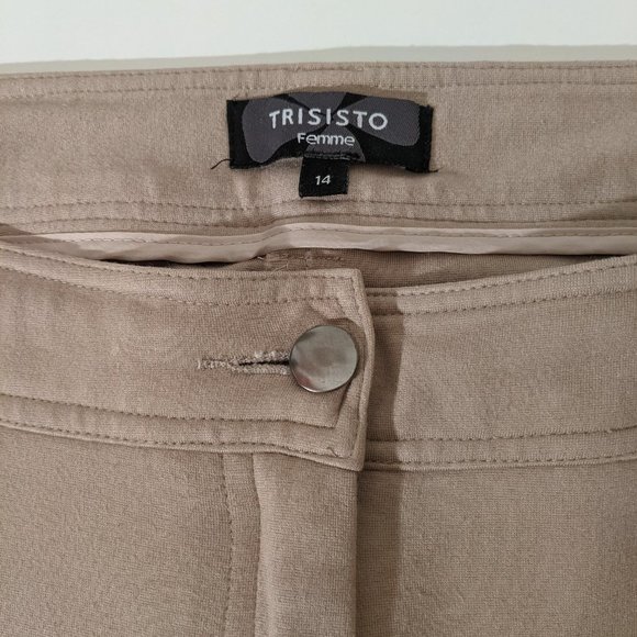 Trisisto Melanie Lyne Cream/Beige Stretch Straight Leg Full Length Pants Size 14 - Picture 6 of 13